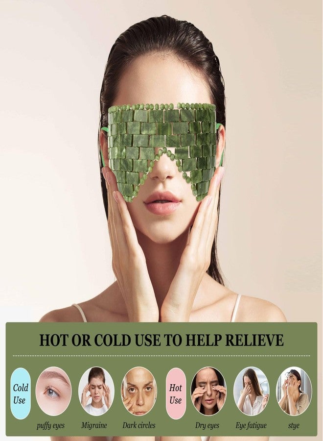 LazyGa Jade Eye Mask, 2Pcs Large Facial Cooling Mask with 100% Real Jade for Hot & Cold Therapy,Green Facial Eyes Sleeping Mask Relief Eye Cover by LazyGa - Image 4